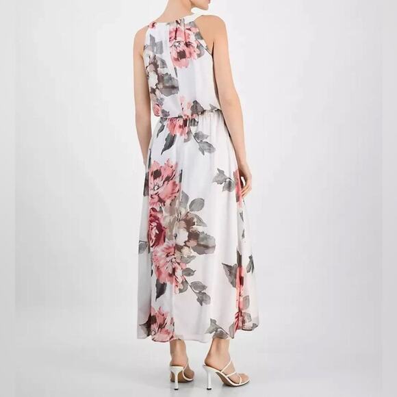 Robbie Bee Women's Sleeveless Floral Print Chiffon Blouson Maxi Dress Sz 10P - Picture 5 of 8